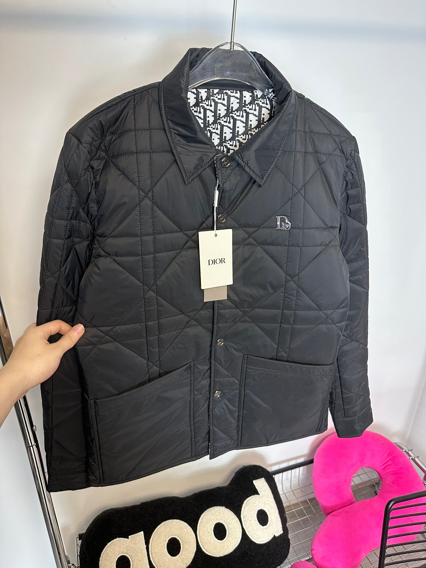 Dior Quilted Geometric Jacket – Luxury Business Casual Padded Outerwear