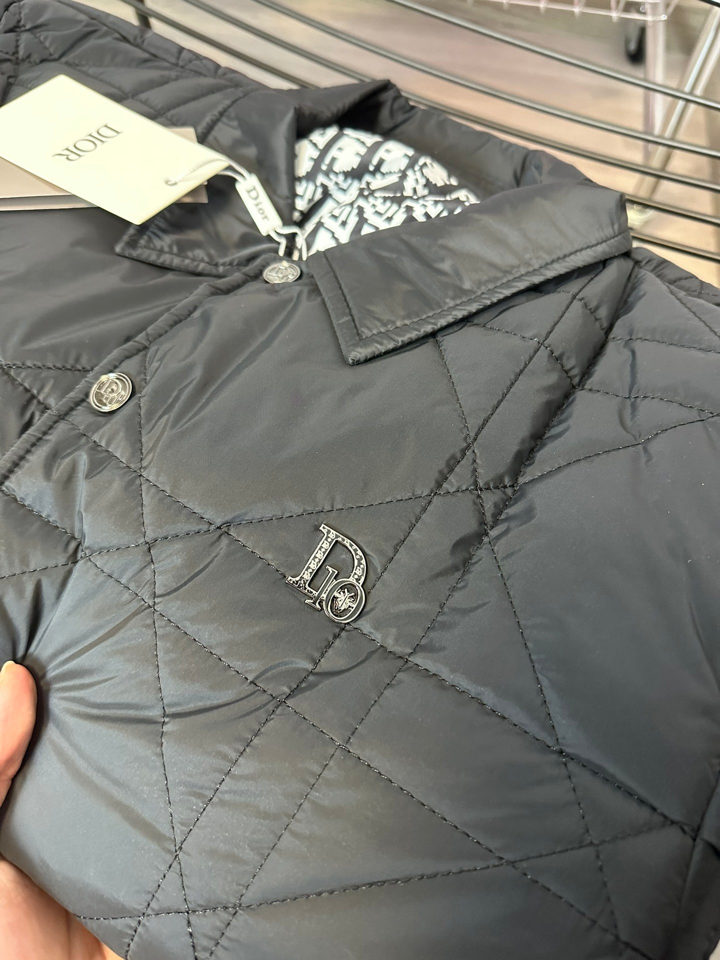 Dior Quilted Geometric Jacket – Luxury Business Casual Padded Outerwear