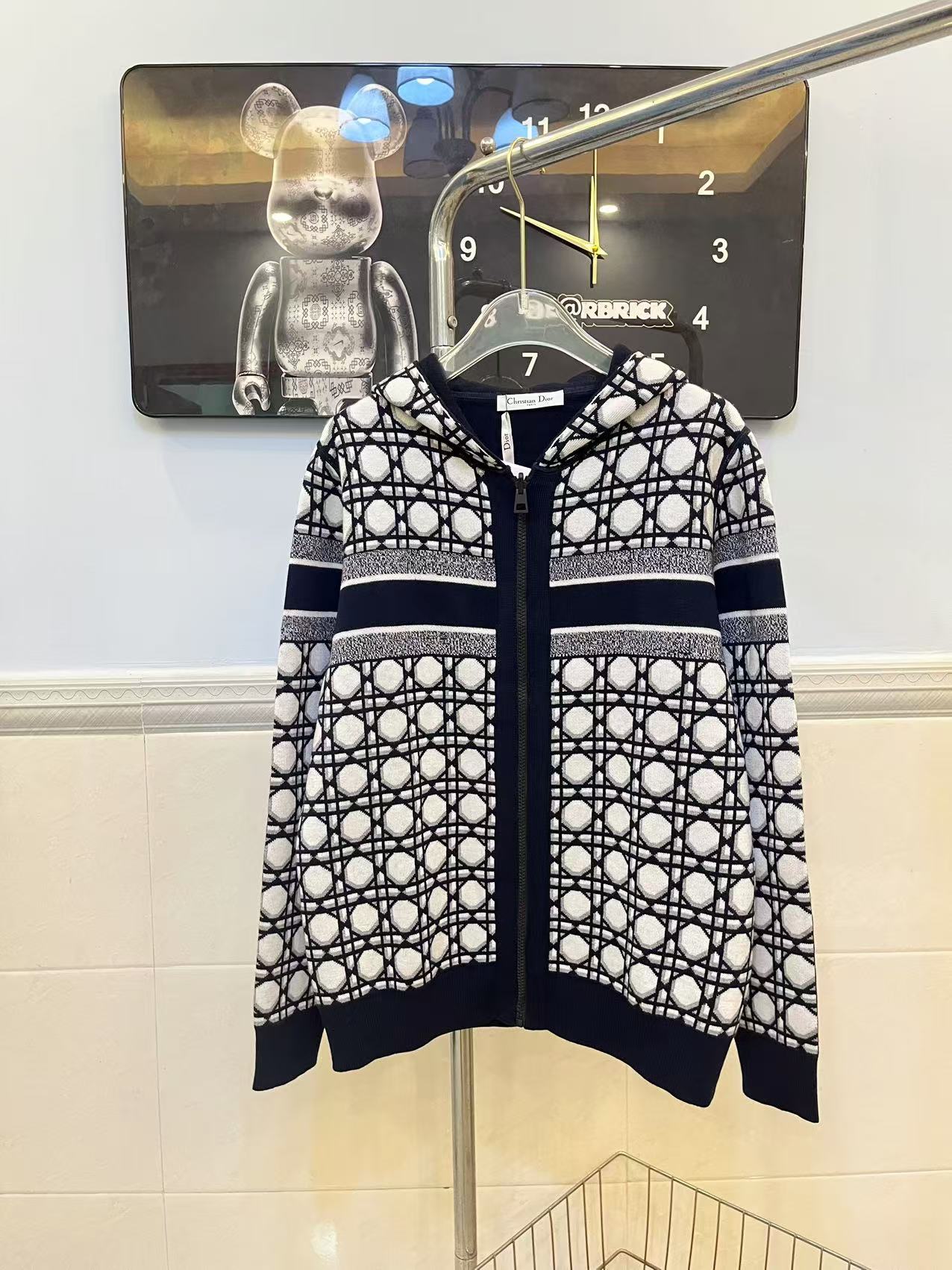 Dior Reversible Cashmere Hoodie – Cannage Jacquard Knit Jacket