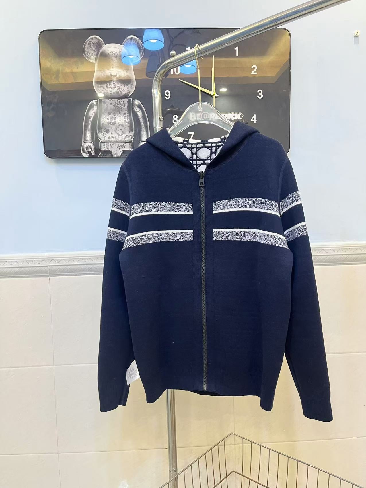 Dior Reversible Cashmere Hoodie – Cannage Jacquard Knit Jacket