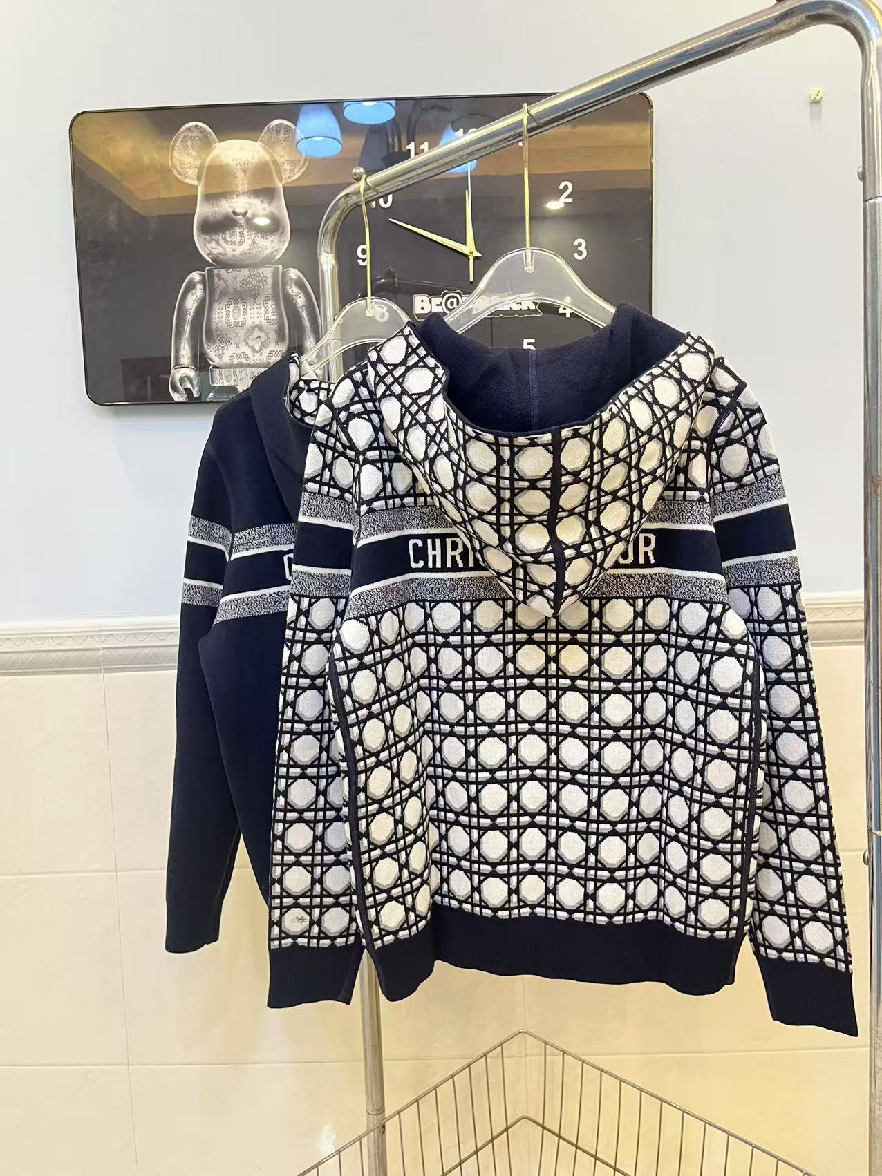 Dior Reversible Cashmere Hoodie – Cannage Jacquard Knit Jacket