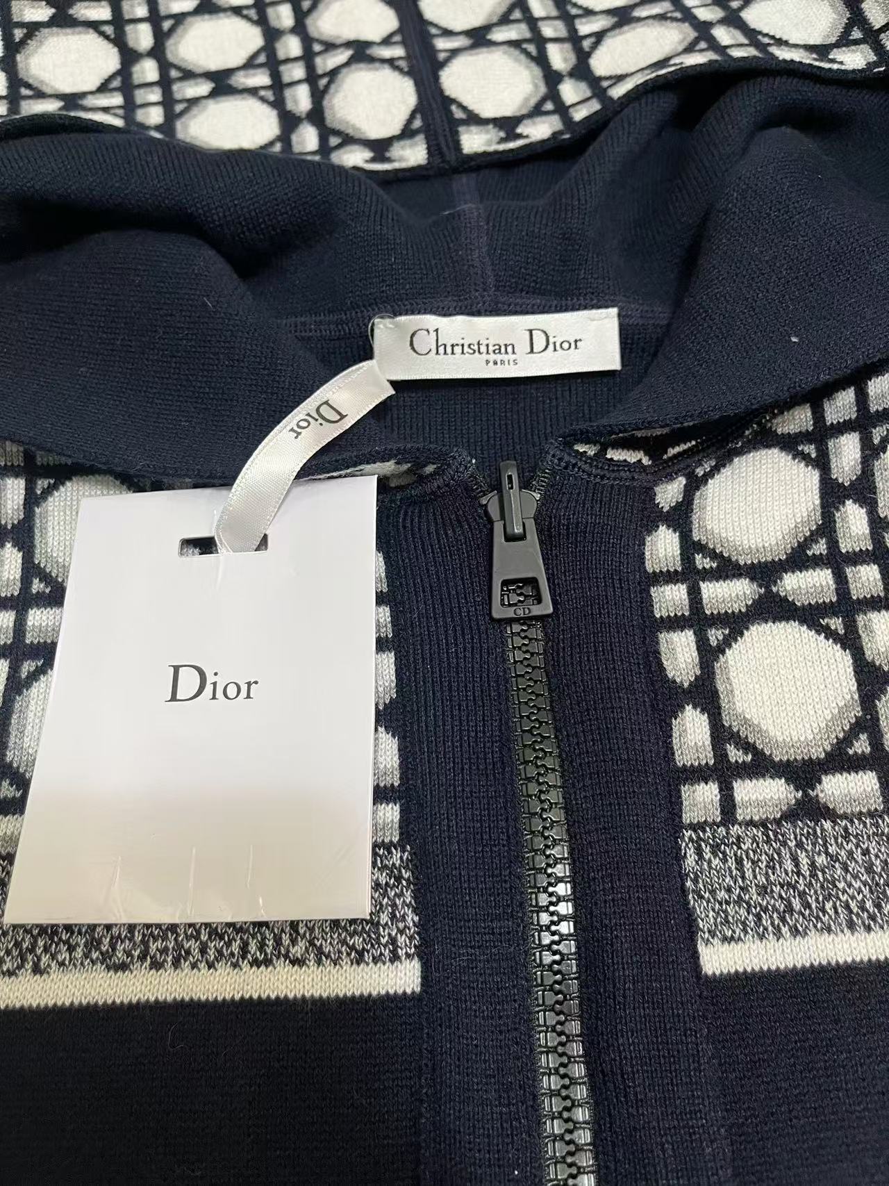 Dior Reversible Cashmere Hoodie – Cannage Jacquard Knit Jacket