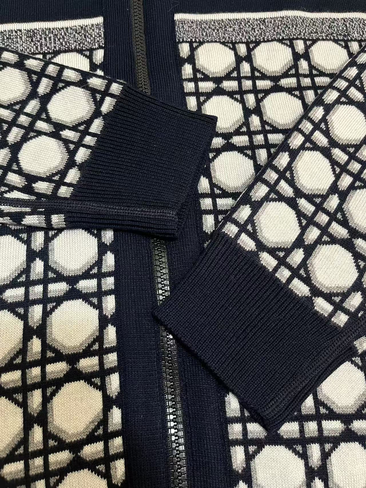 Dior Reversible Cashmere Hoodie – Cannage Jacquard Knit Jacket