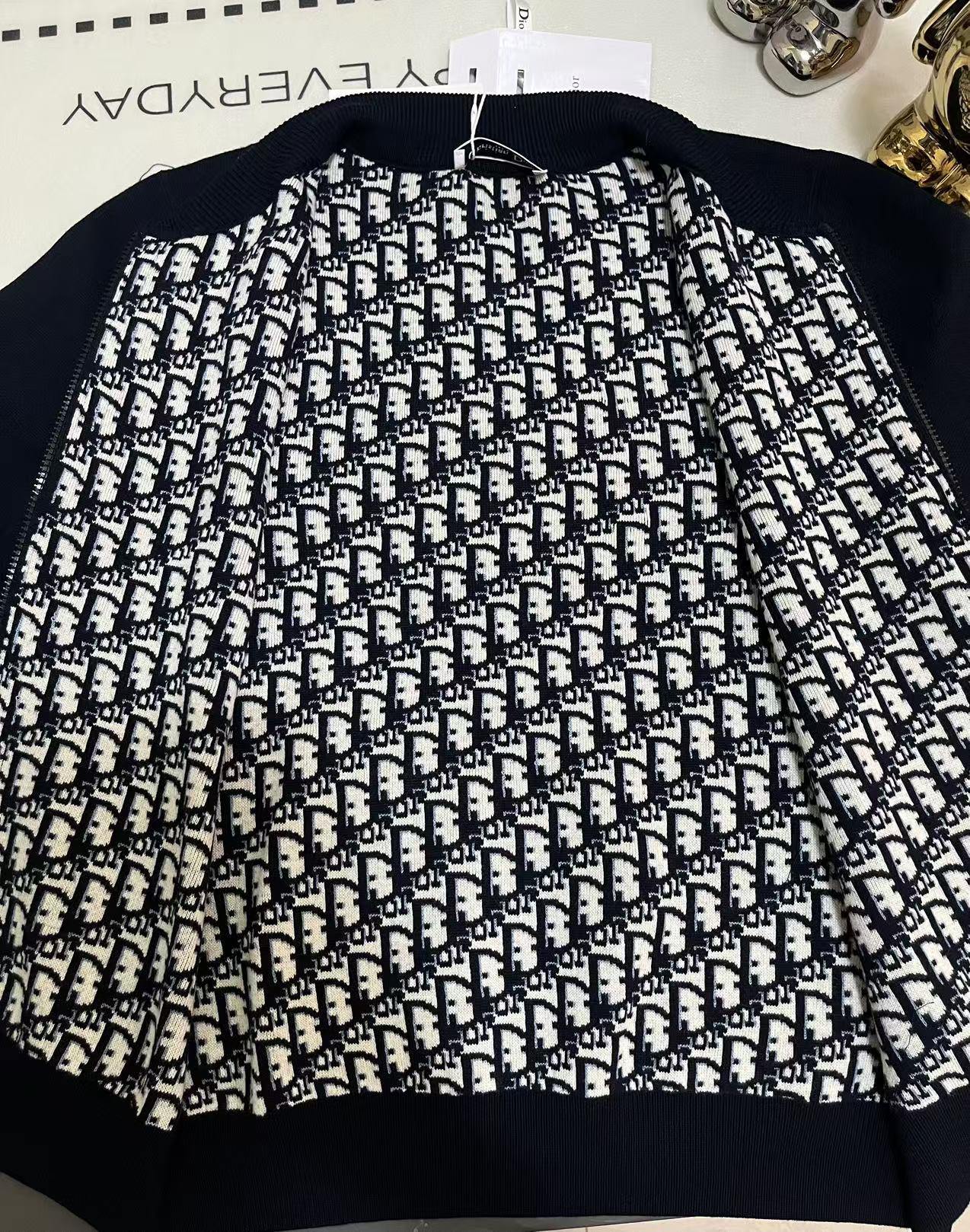 Dior Reversible Wool & Cashmere Knit Jacket – Monogram Jacquard
