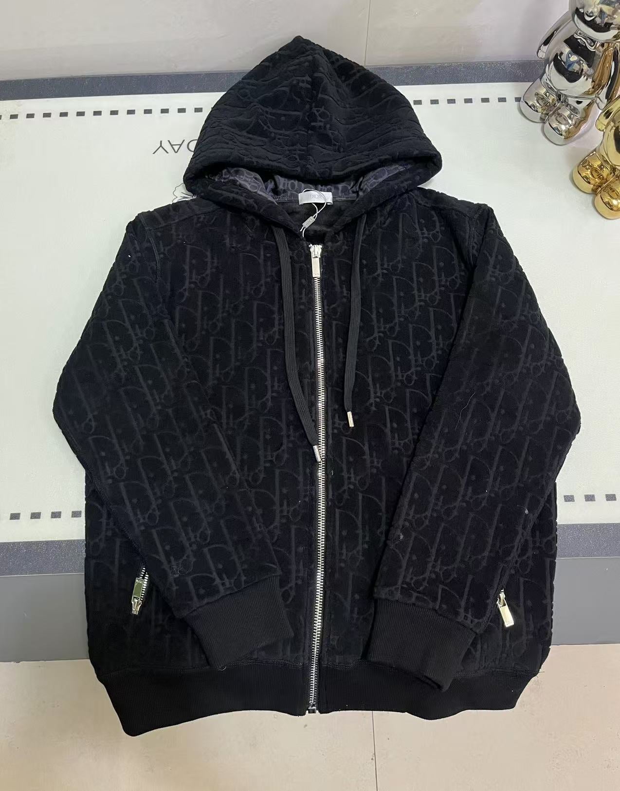 DIOR 2024 Monogram Towel-Jacquard Logo Hoodie Jacket – Vintage Inspired