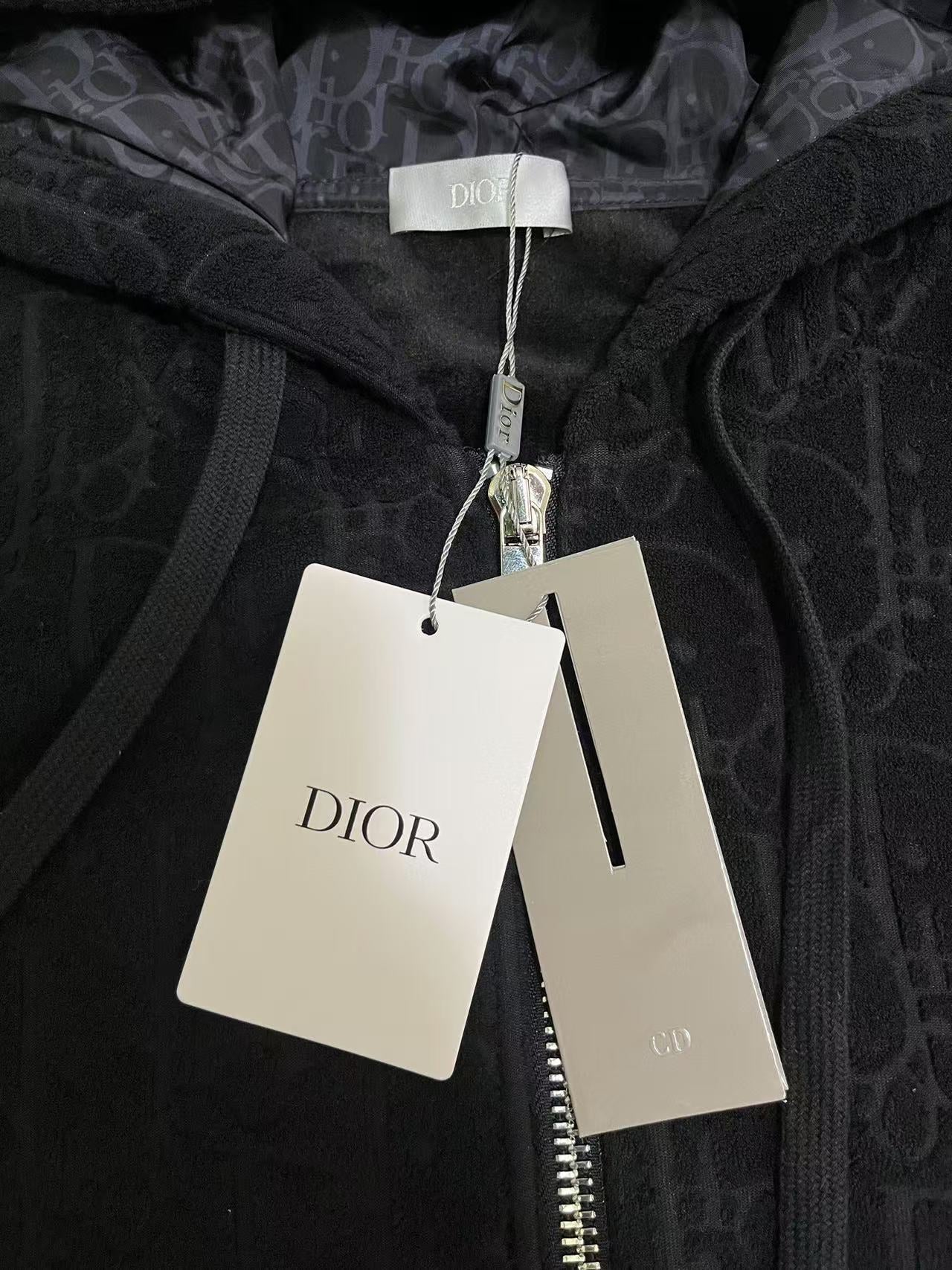 DIOR 2024 Monogram Towel-Jacquard Logo Hoodie Jacket – Vintage Inspired