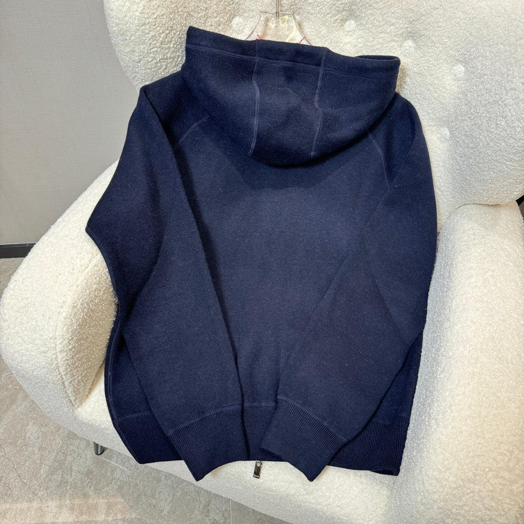 Dior 2024 Embroidered Double-Sided Wool Hoodie Cardigan