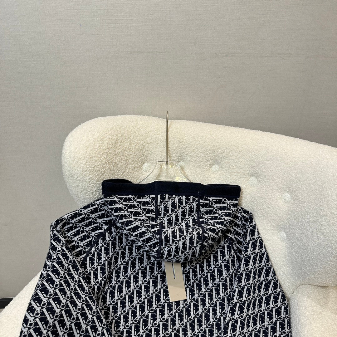 Dior 2024 Embroidered Double-Sided Wool Hoodie Cardigan
