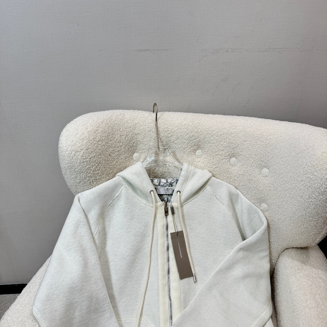 Dior 2024 Embroidered Double-Sided Wool Hoodie Cardigan