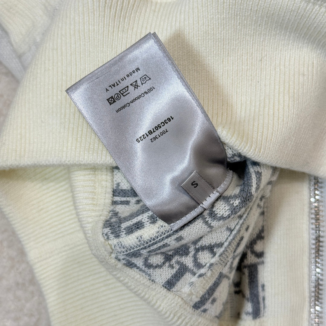 Dior 2024 Embroidered Double-Sided Wool Hoodie Cardigan
