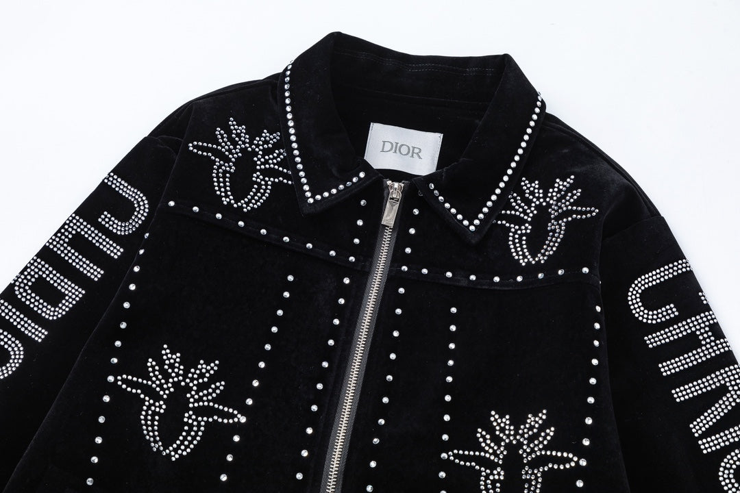 DIOR 2024 Autumn/Winter Men’s Velvet Baseball Jacket – Size M-2XL