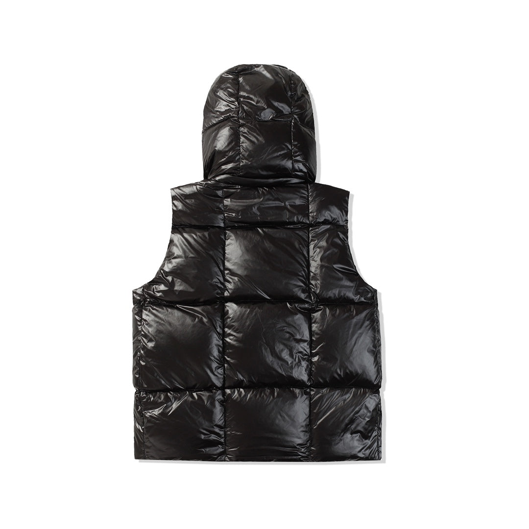 Moncler Parana Women’s Color-Block Hooded Down Vest | Puffer Gilet | Black / White-Pink / Apricot | Sizes 0–3