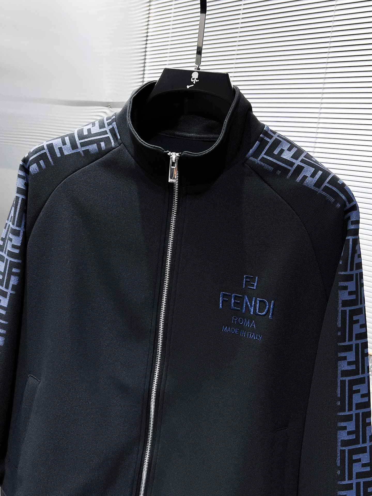 FENDI 2024SS Men’s Logo Tracksuit – Zip Jacket & Pants Set (M–3XL)