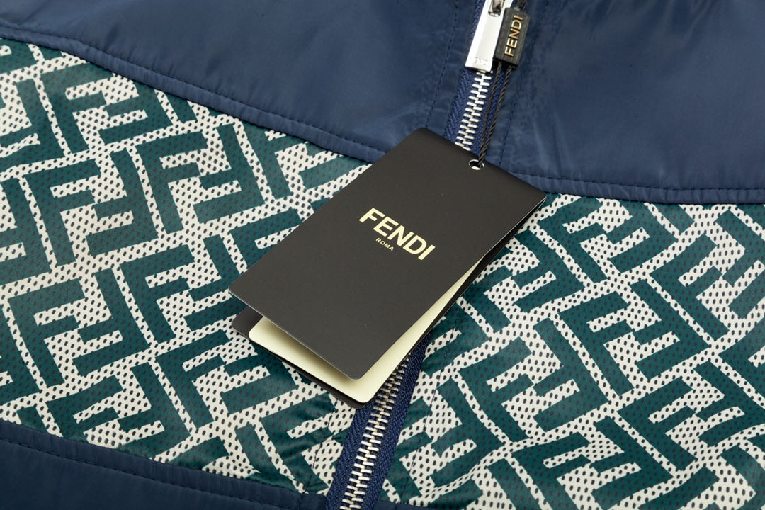 FENDI Double-Layer Patchwork Jacket – Premium Memory Fabric (XS–L, Blue)  📖 Product Description