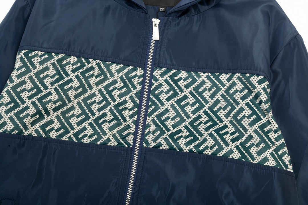 FENDI Double-Layer Patchwork Jacket – Premium Memory Fabric (XS–L, Blue)  📖 Product Description