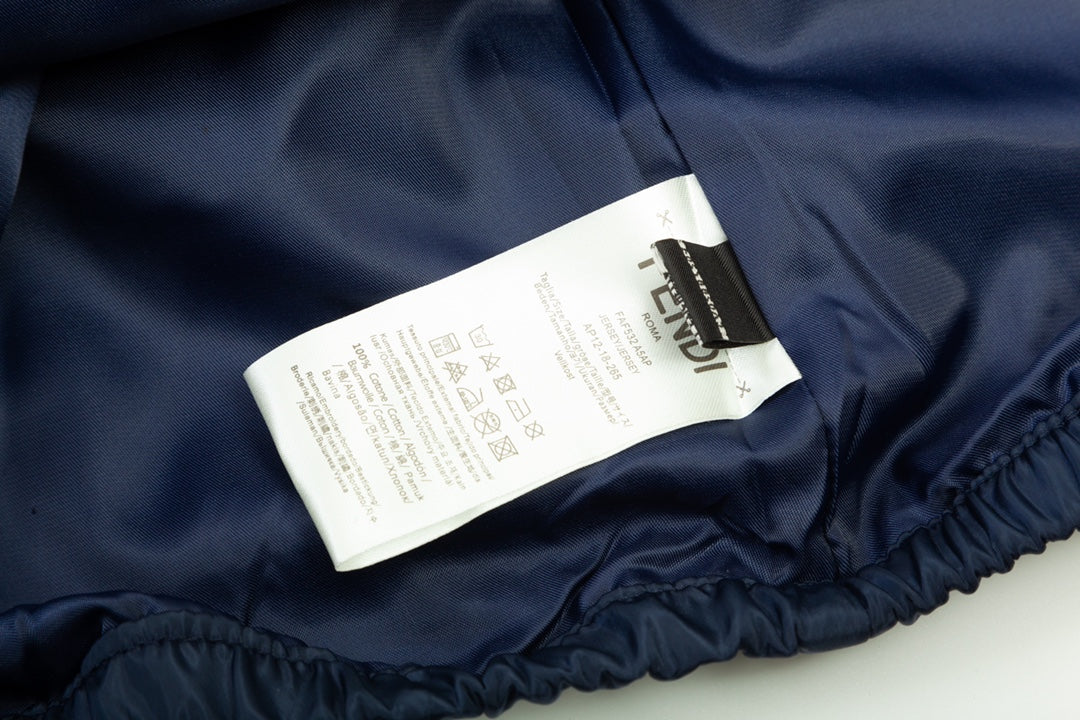 FENDI Double-Layer Patchwork Jacket – Premium Memory Fabric (XS–L, Blue)  📖 Product Description