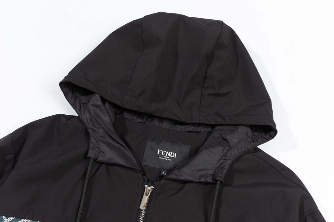 FENDI Double-Layer Patchwork Jacket – Premium Memory Fabric (XS–L)