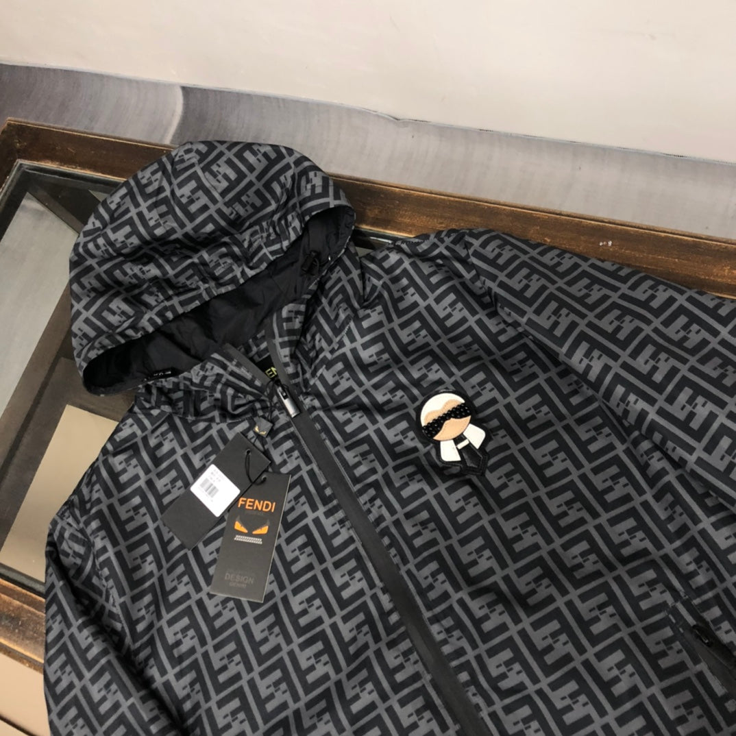 FENDI Karl Lagerfeld Series Hooded Jacket – FF Monogram Print (XS–L)