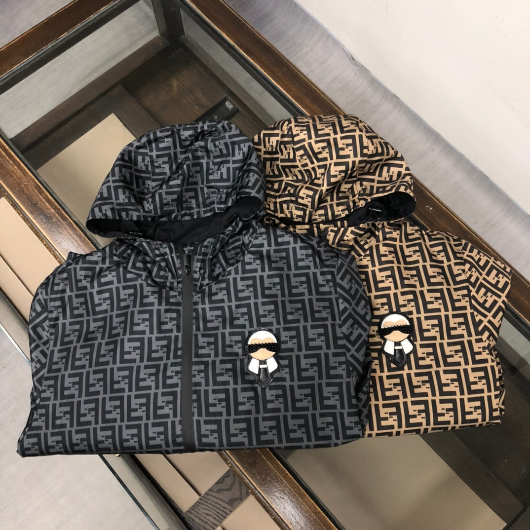 FENDI Karl Lagerfeld Series Hooded Jacket – FF Monogram Print (XS–L)