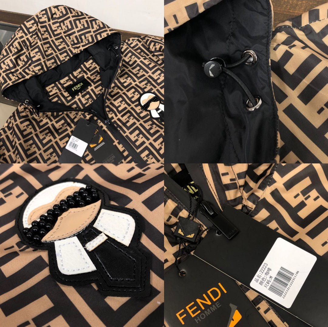 FENDI Karl Lagerfeld Series Hooded Jacket – FF Monogram Print (XS–L)