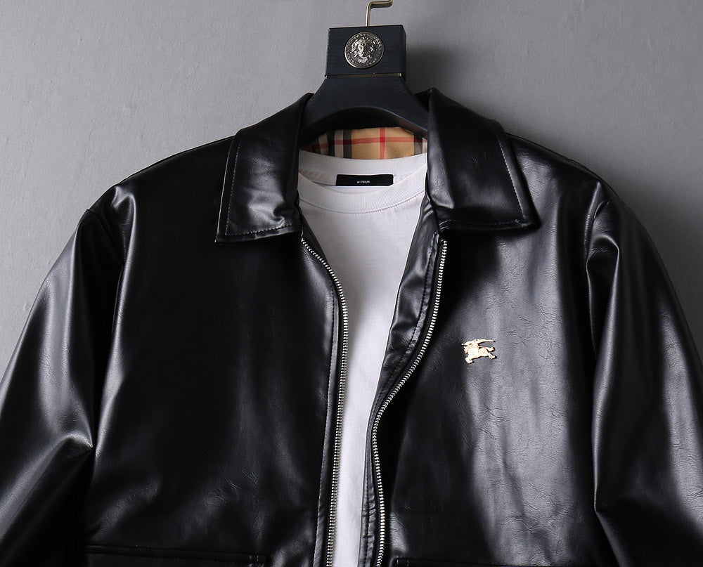 Burberry 2024 Fall Men’s Leather Jacket | Official Release Edition (M–3XL)