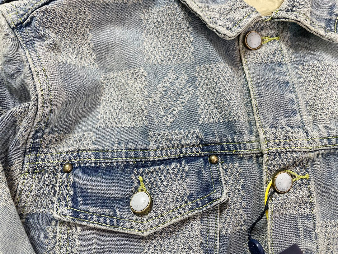 Louis Vuitton Distorted Damier Denim Jacket & Jeans Set | Limited FW24 Edition