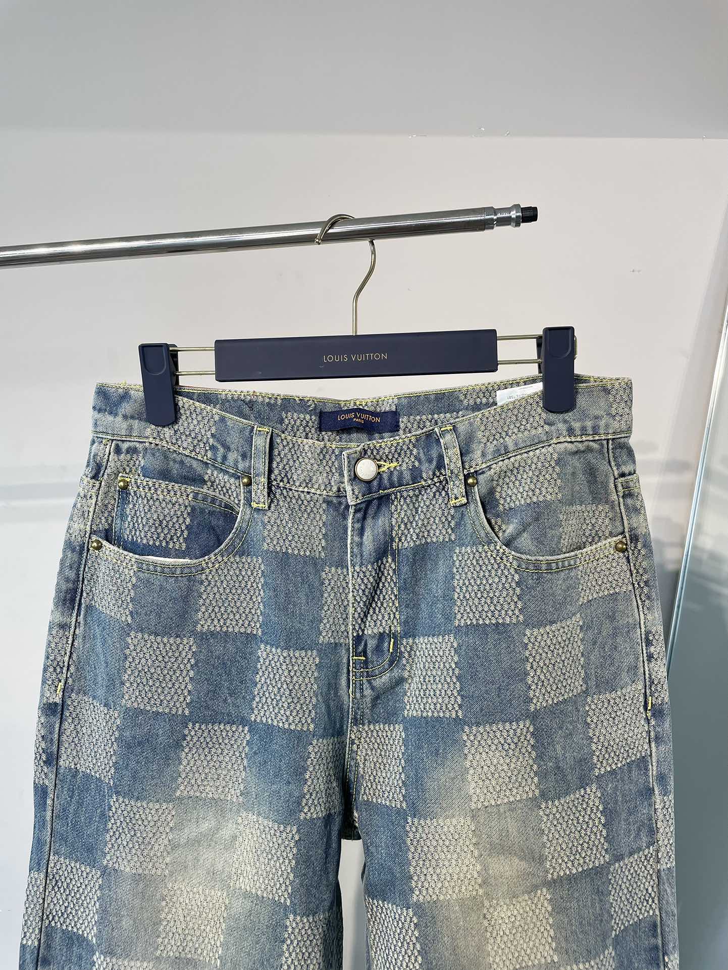 Louis Vuitton Distorted Damier Denim Jacket & Jeans Set | Limited FW24 Edition