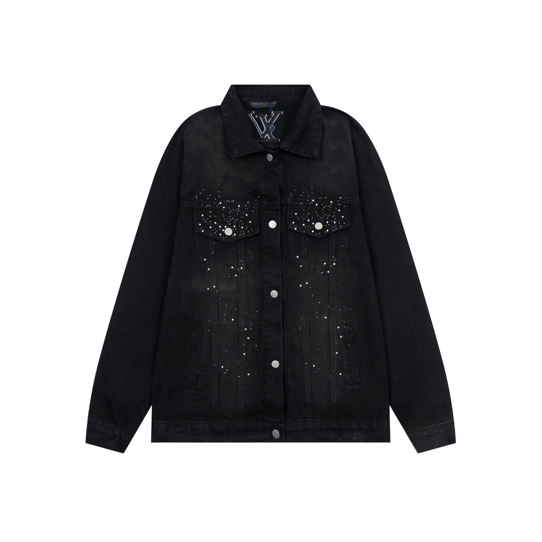 Louis Vuitton FW Collection “Starlight” Rhinestone Distressed Denim Jacket – Unisex