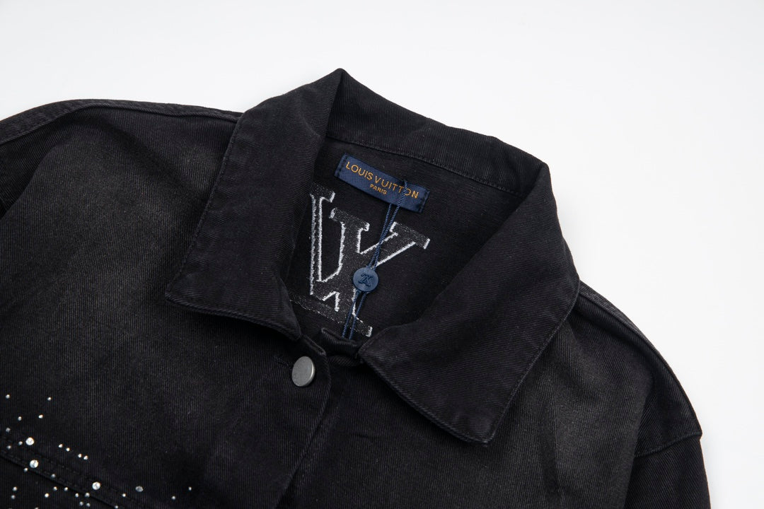 Louis Vuitton FW Collection “Starlight” Rhinestone Distressed Denim Jacket – Unisex