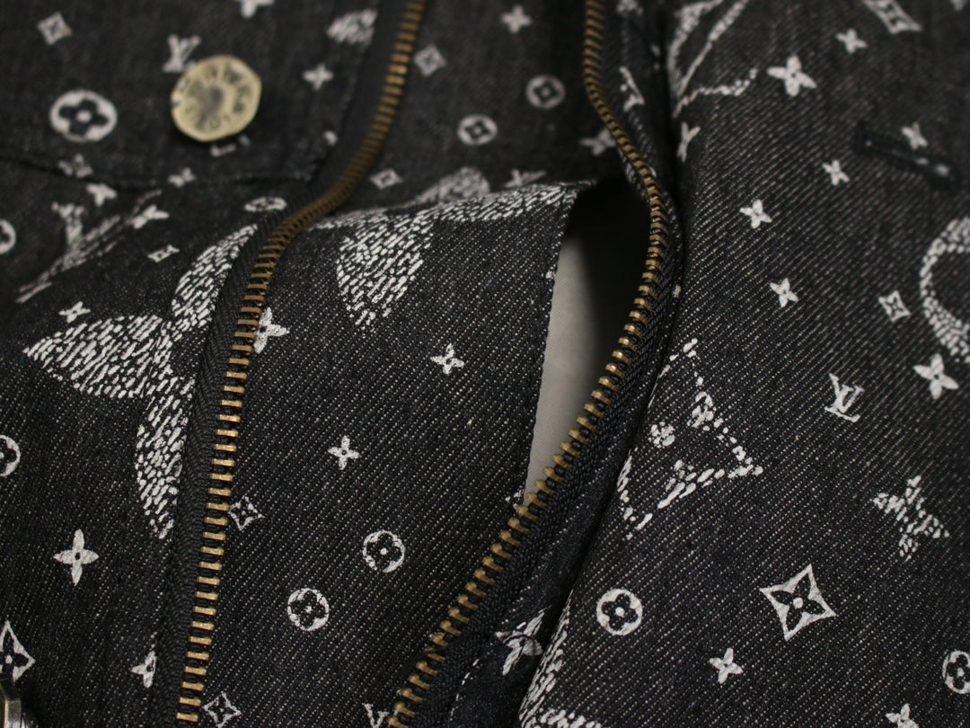 High-End Louis Vuitton 24SS Starry Monogram Logo Denim Jacket – Unisex Limited Edition