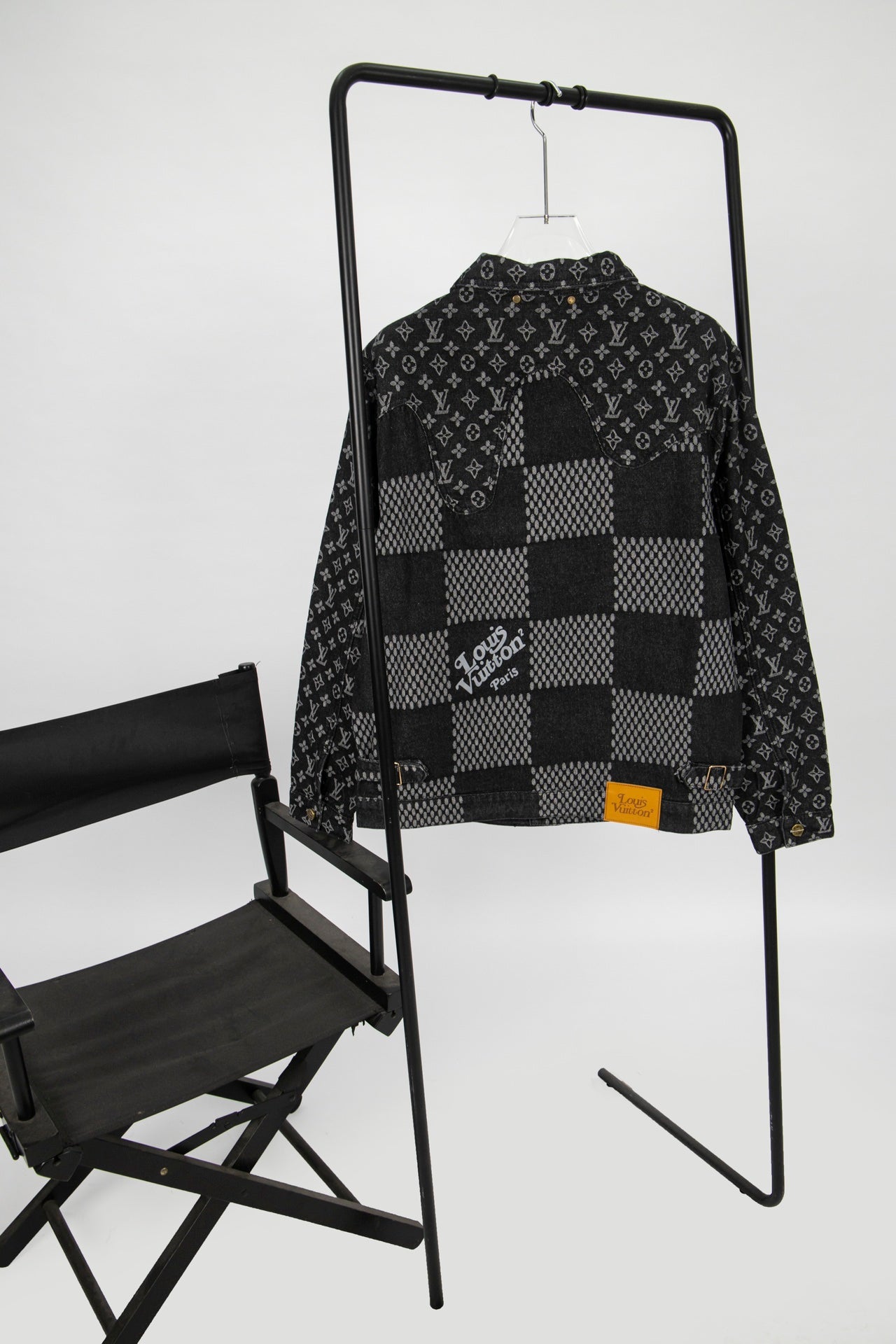 Top Version Louis Vuitton x Nigo x Virgil Abloh Monogram Checkered Patchwork Washed Denim Jacket – Unisex