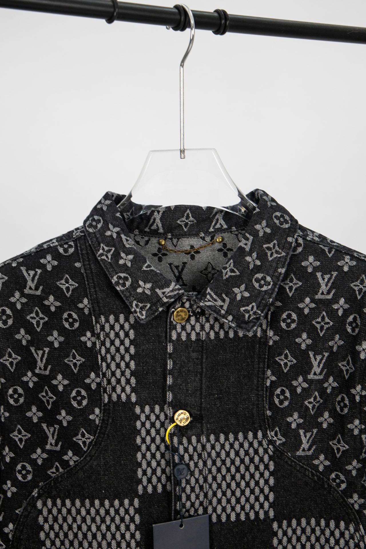 Top Version Louis Vuitton x Nigo x Virgil Abloh Monogram Checkered Patchwork Washed Denim Jacket – Unisex