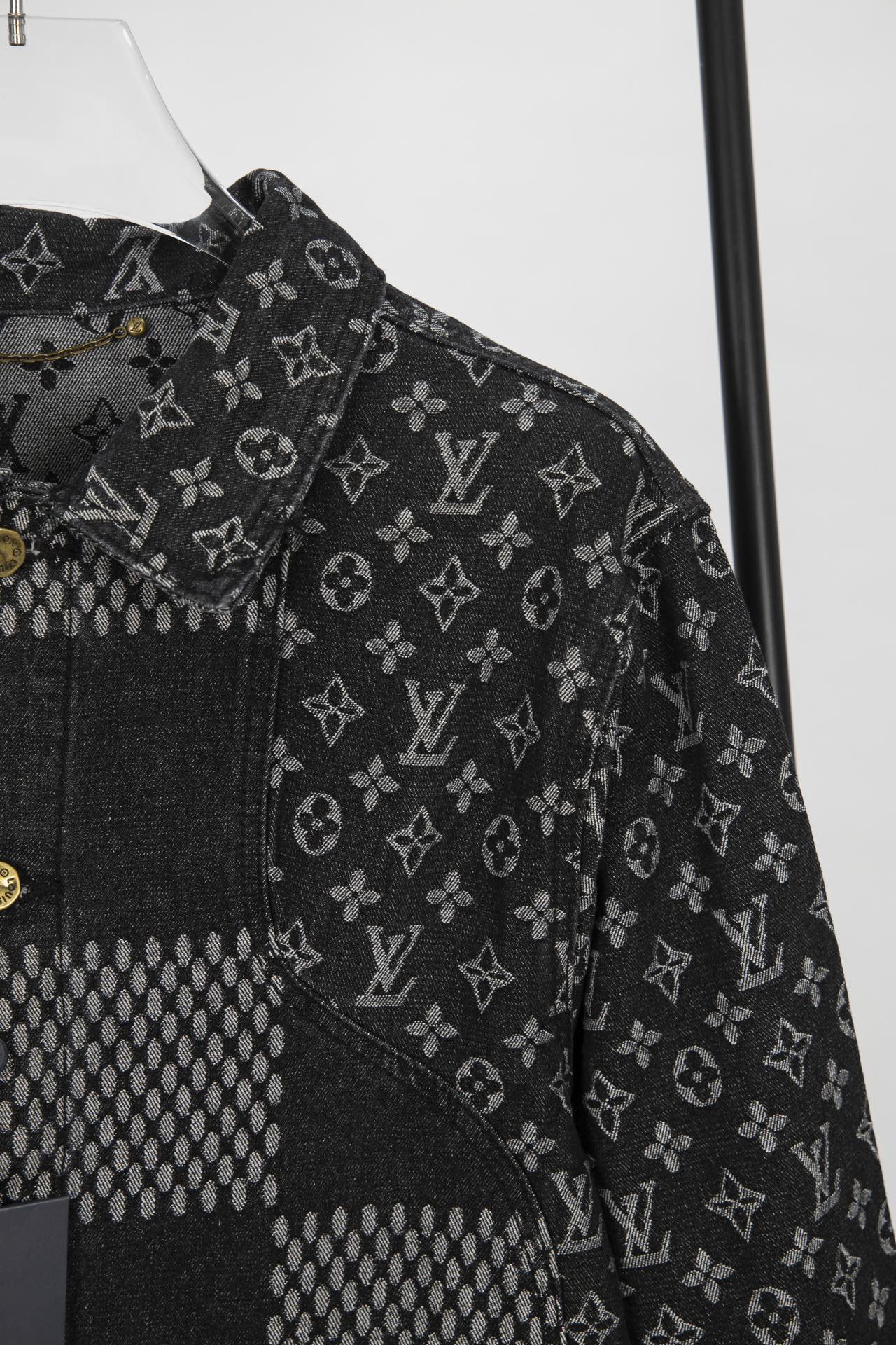 Top Version Louis Vuitton x Nigo x Virgil Abloh Monogram Checkered Patchwork Washed Denim Jacket – Unisex
