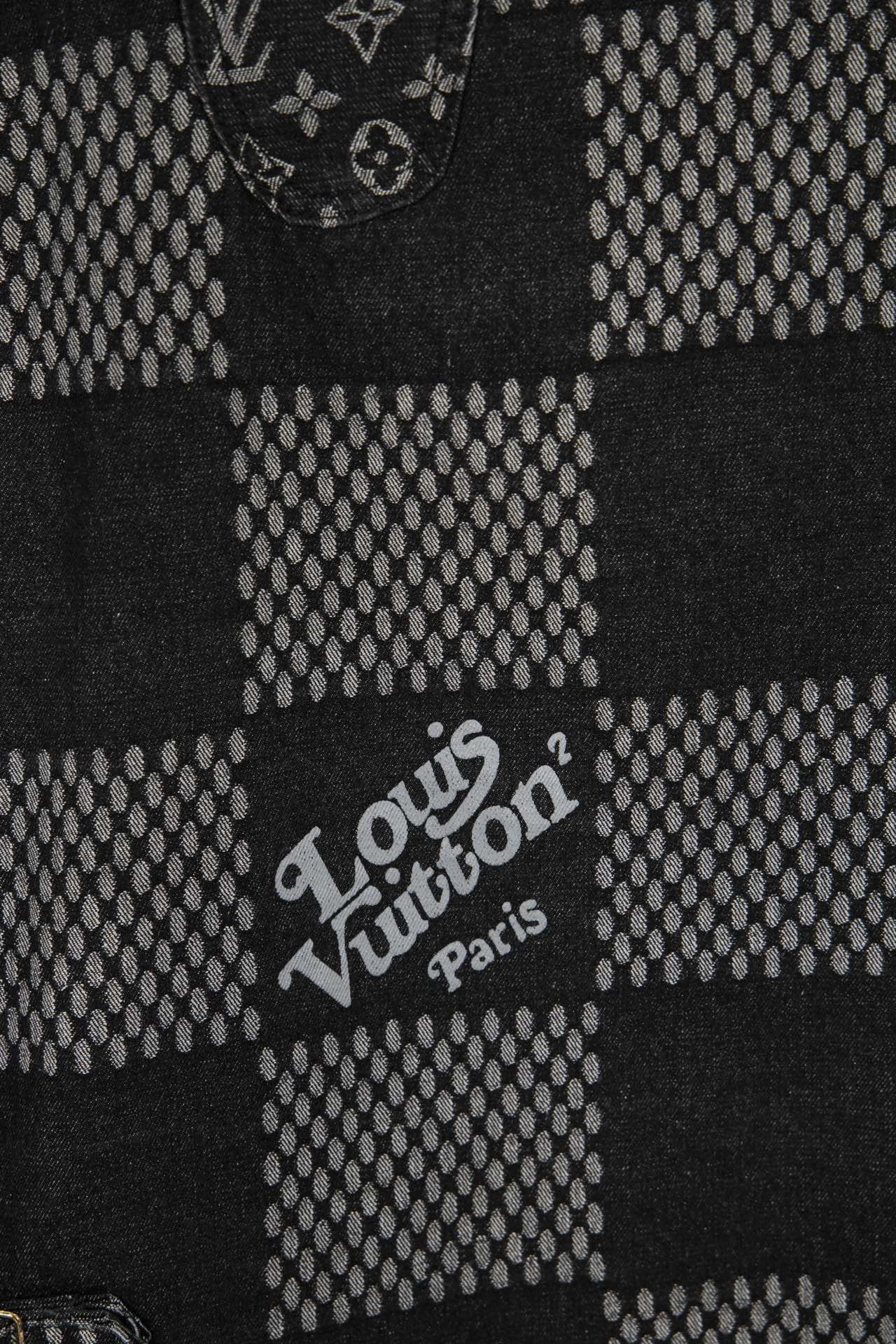 Top Version Louis Vuitton x Nigo x Virgil Abloh Monogram Checkered Patchwork Washed Denim Jacket – Unisex