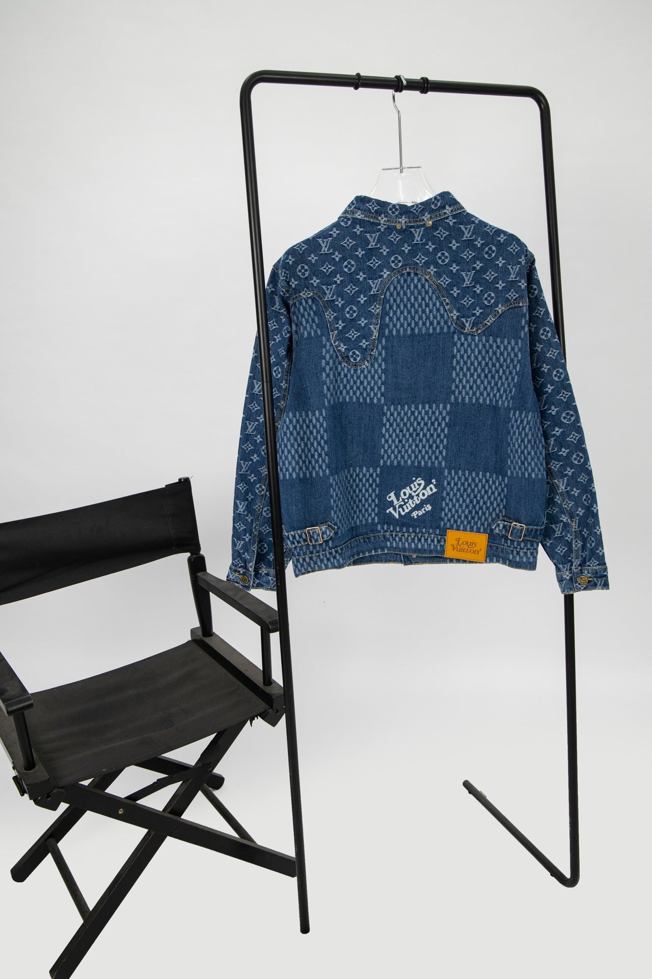 Top Version Louis Vuitton x Nigo x Virgil Abloh Monogram Checkered Patchwork Washed Denim Jacket – Unisex