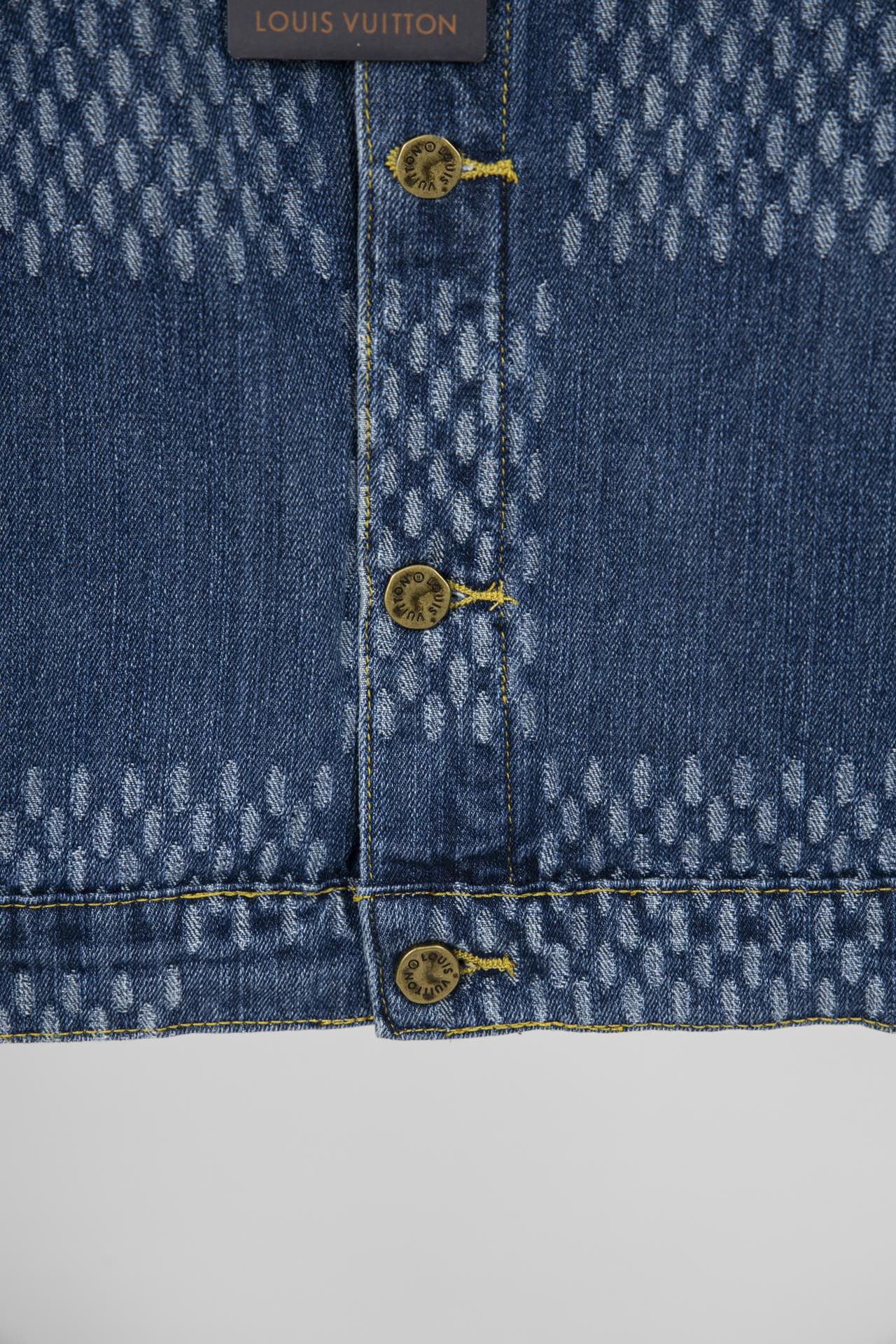 Top Version Louis Vuitton x Nigo x Virgil Abloh Monogram Checkered Patchwork Washed Denim Jacket – Unisex