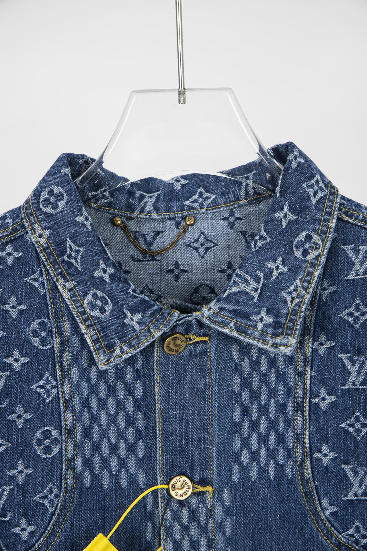 Top Version Louis Vuitton x Nigo x Virgil Abloh Monogram Checkered Patchwork Washed Denim Jacket – Unisex