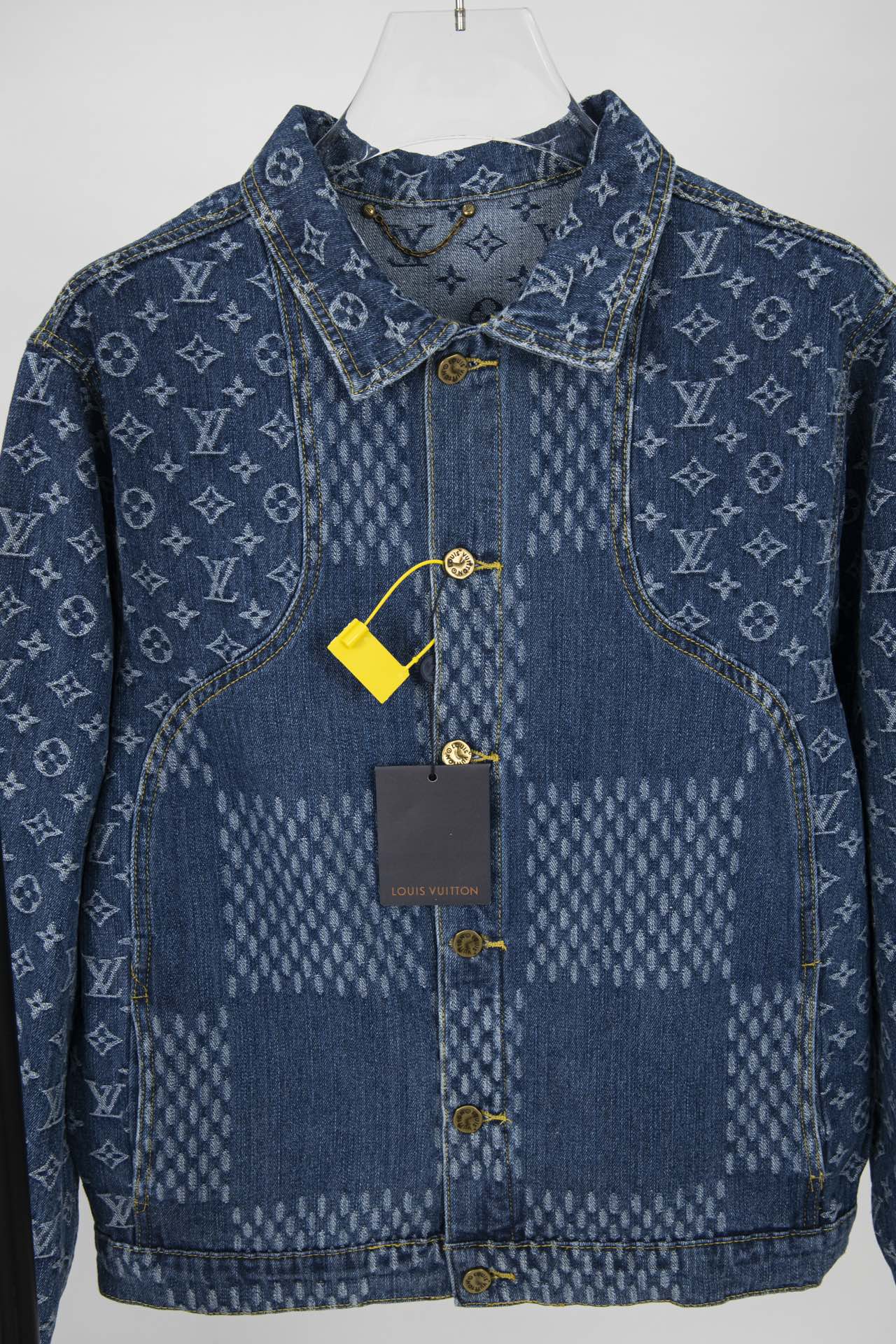 Top Version Louis Vuitton x Nigo x Virgil Abloh Monogram Checkered Patchwork Washed Denim Jacket – Unisex
