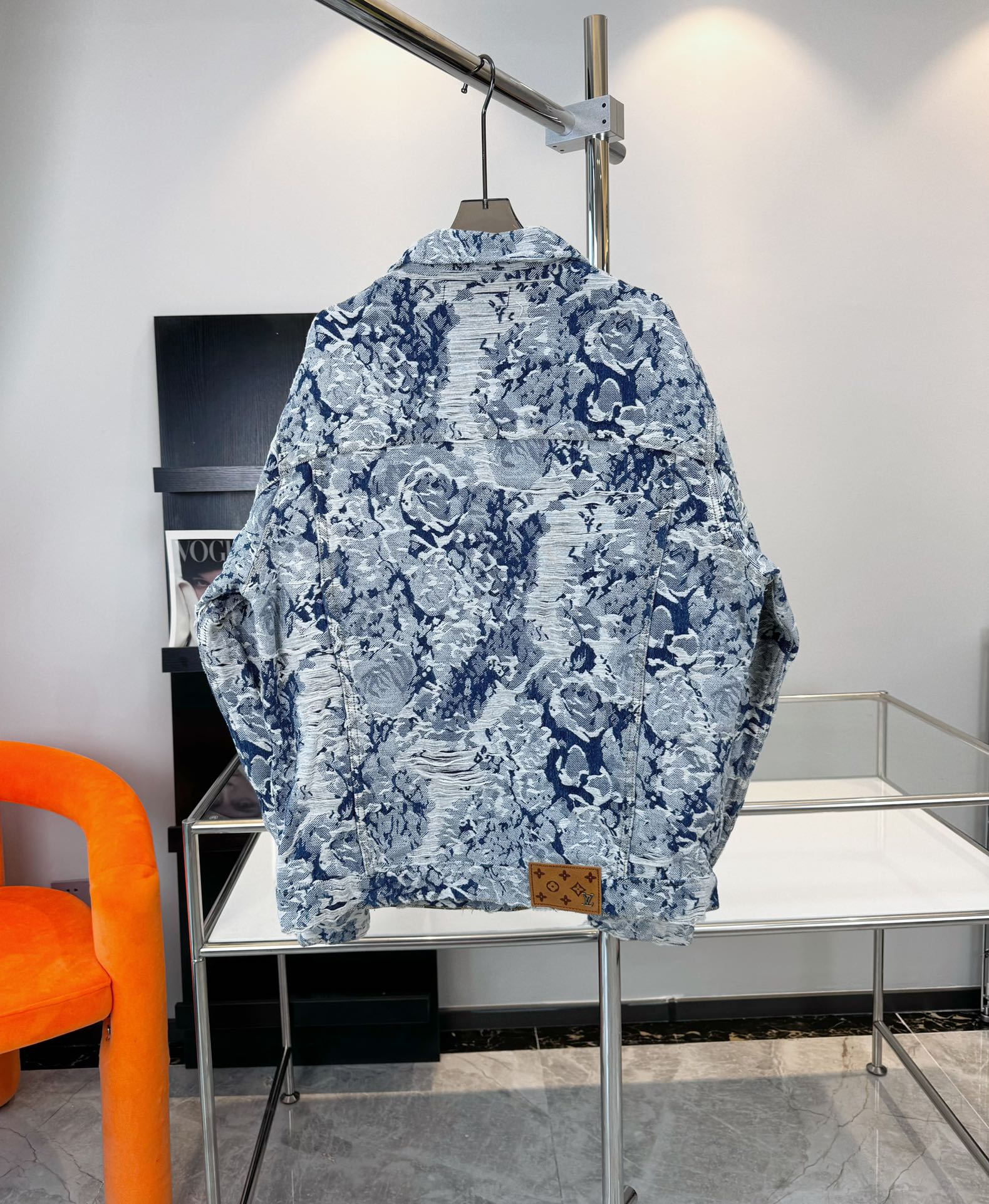 Louis Vuitton Floral Jacquard Denim Jacket with Fringed Detailing
