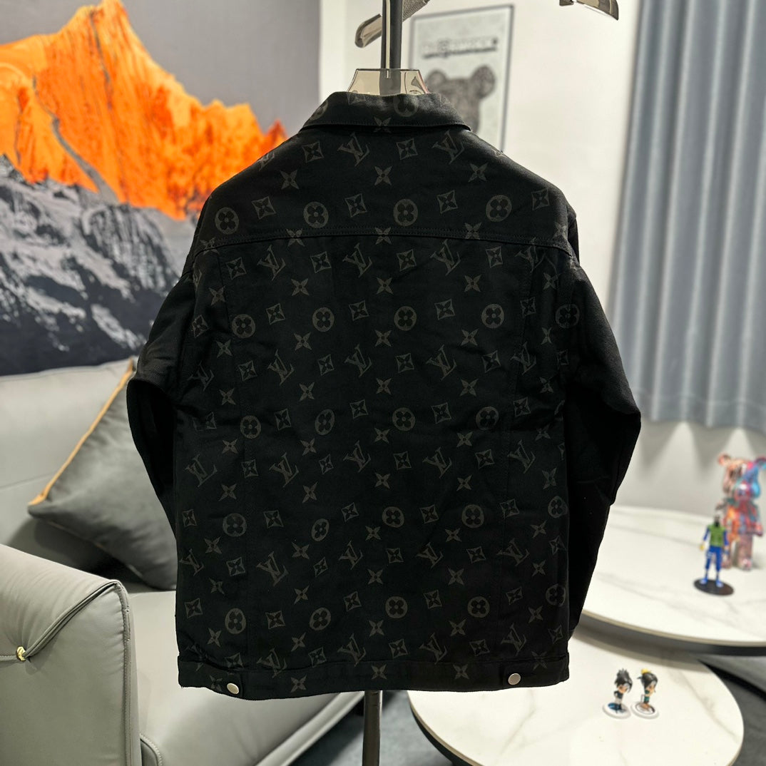 Louis Vuitton Gold-Foil Monogram Washed Denim Jacket