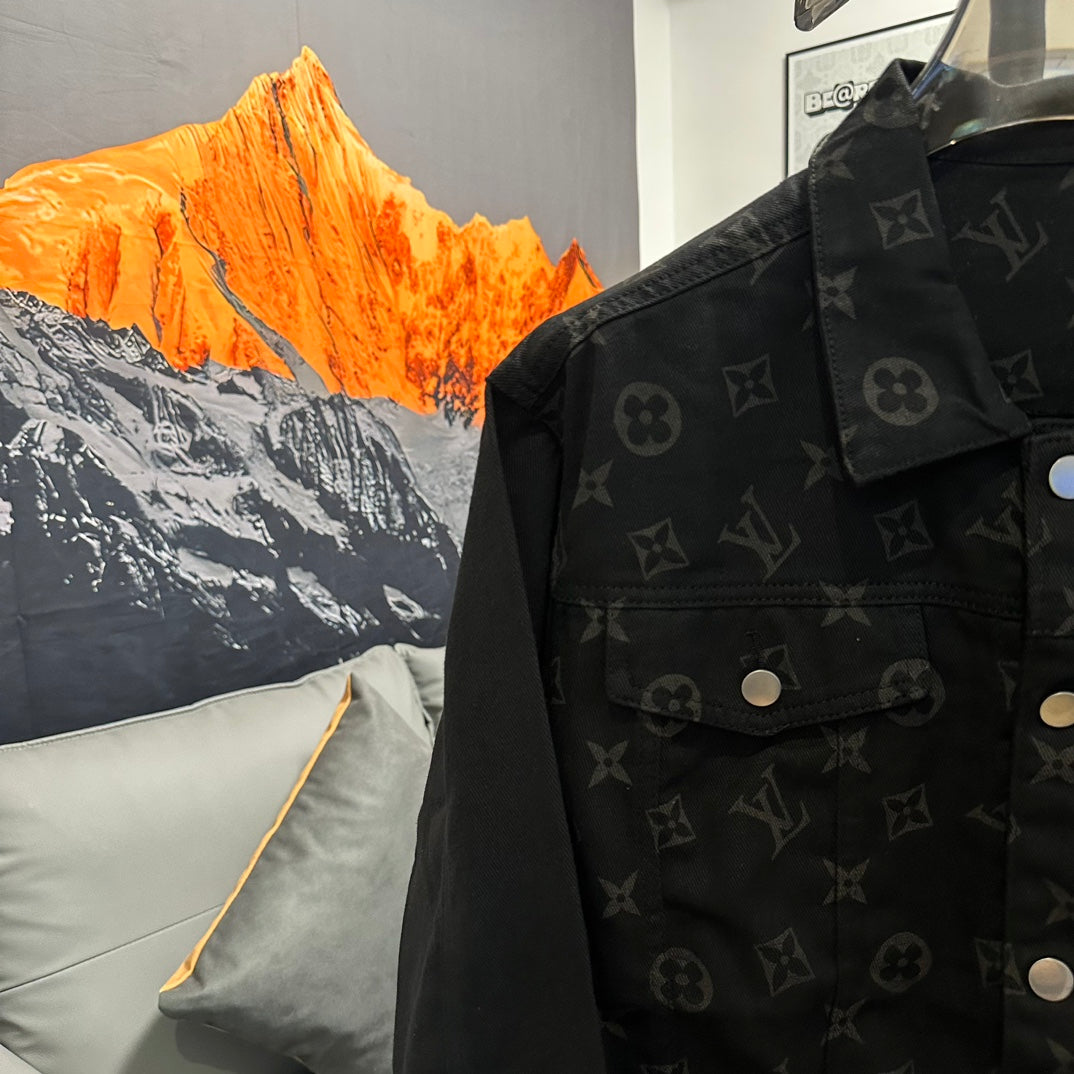 Louis Vuitton Gold-Foil Monogram Washed Denim Jacket