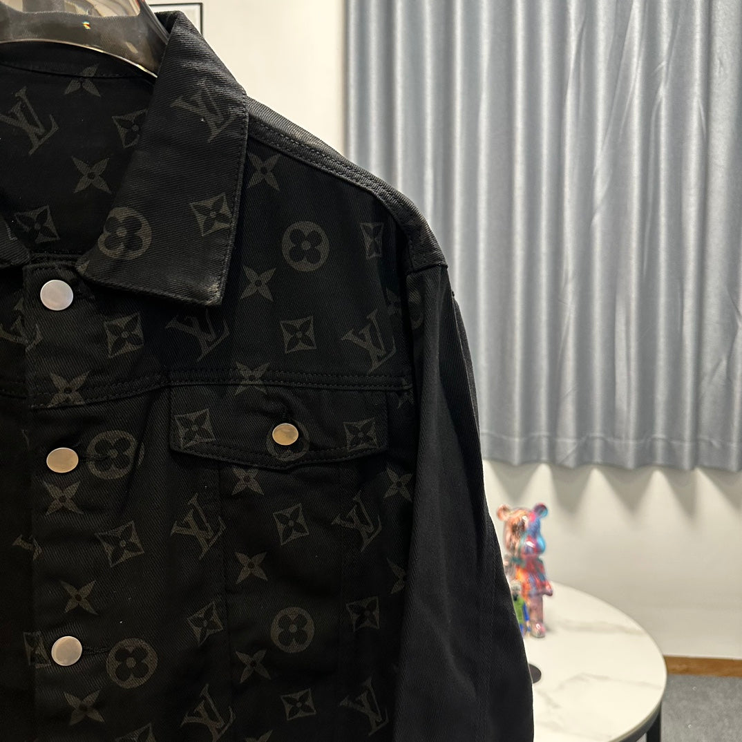 Louis Vuitton Gold-Foil Monogram Washed Denim Jacket