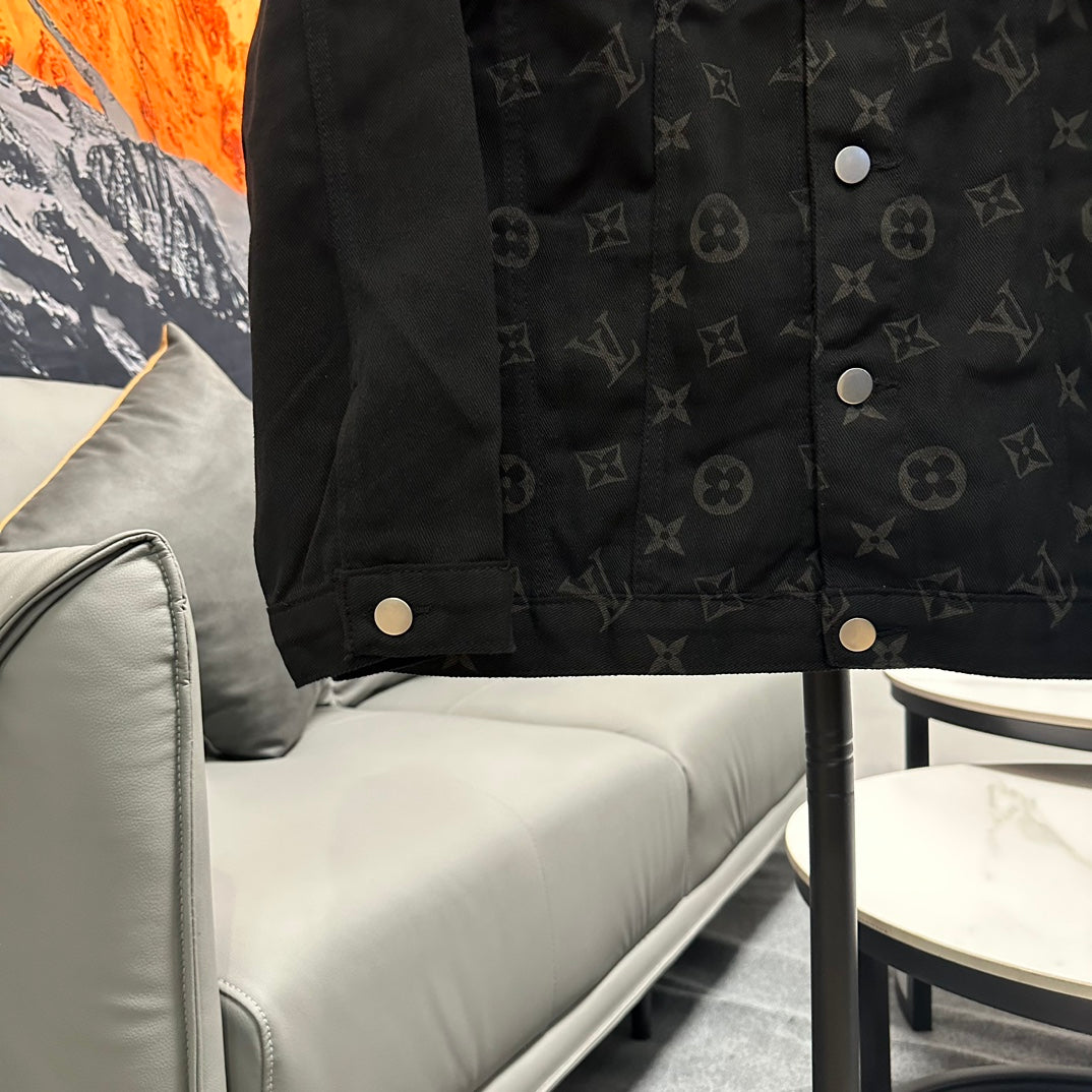 Louis Vuitton Gold-Foil Monogram Washed Denim Jacket