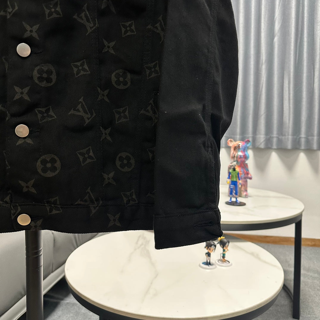 Louis Vuitton Gold-Foil Monogram Washed Denim Jacket