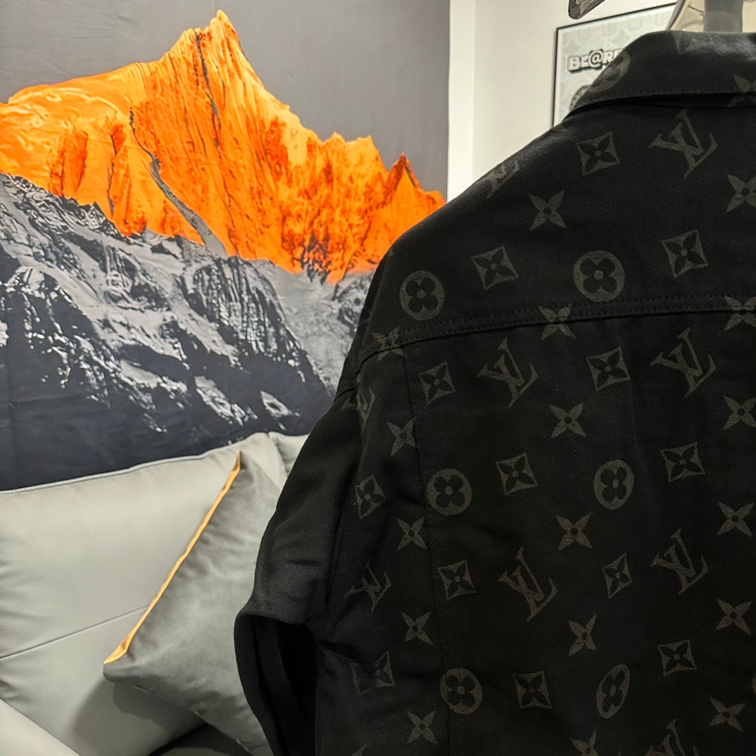 Louis Vuitton Gold-Foil Monogram Washed Denim Jacket
