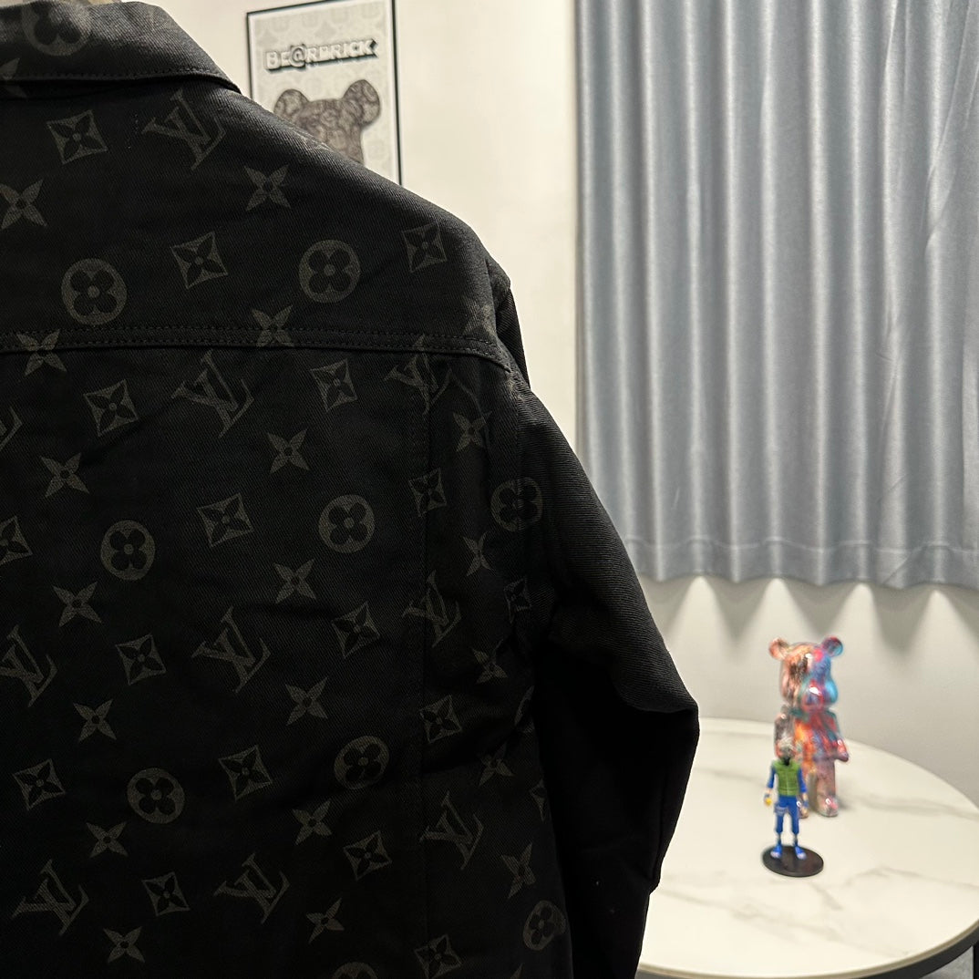 Louis Vuitton Gold-Foil Monogram Washed Denim Jacket