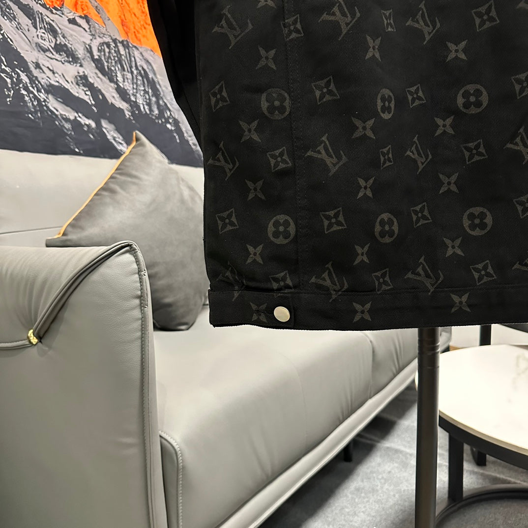 Louis Vuitton Gold-Foil Monogram Washed Denim Jacket