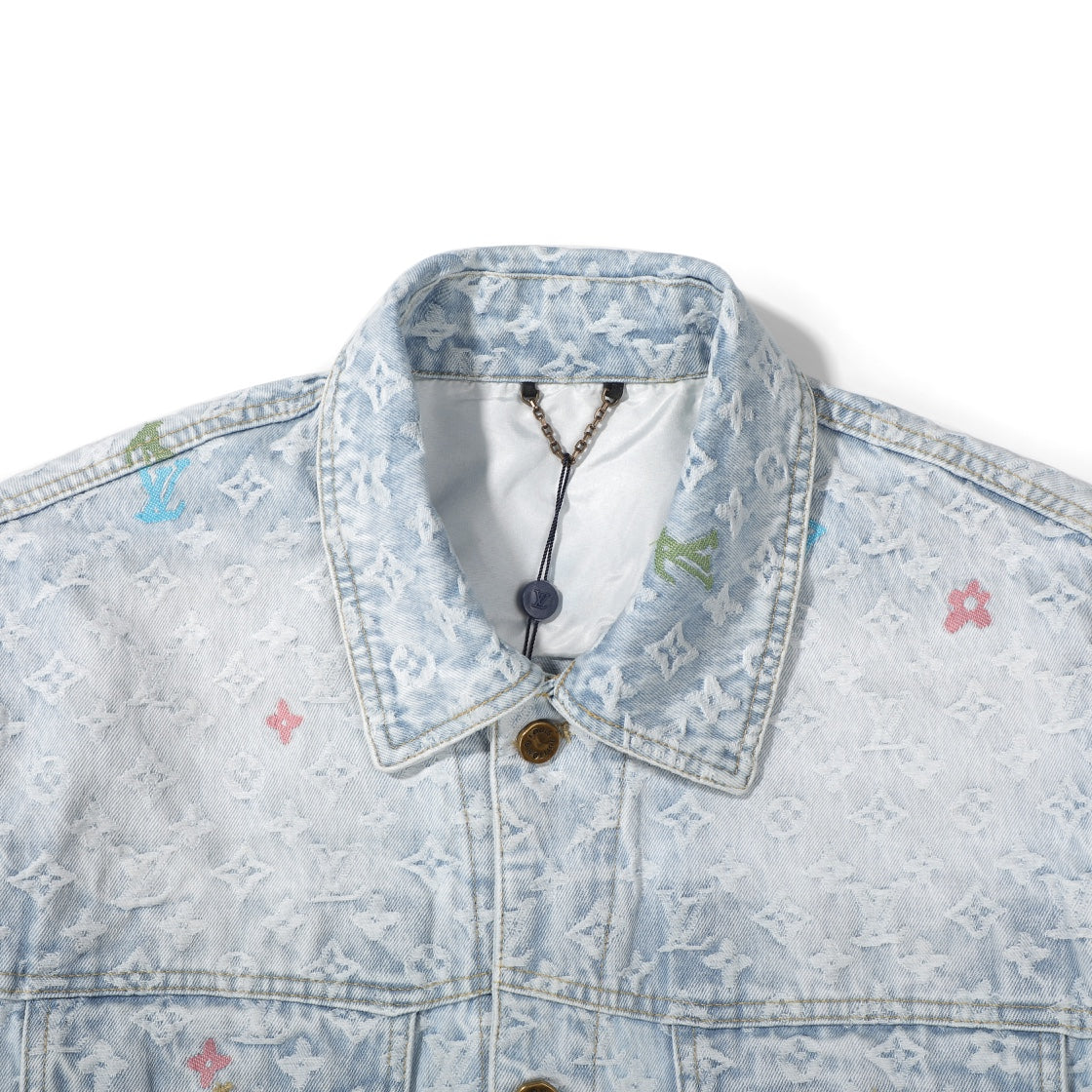 Louis Vuitton x Tyler 24SS Monogram Floral Embroidery Denim Jacket & Pants Set