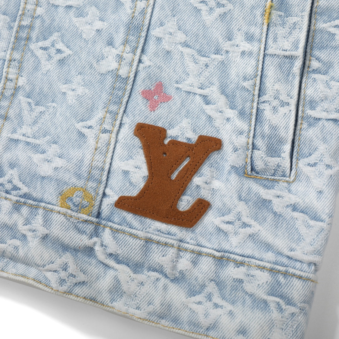 Louis Vuitton x Tyler 24SS Monogram Floral Embroidery Denim Jacket & Pants Set