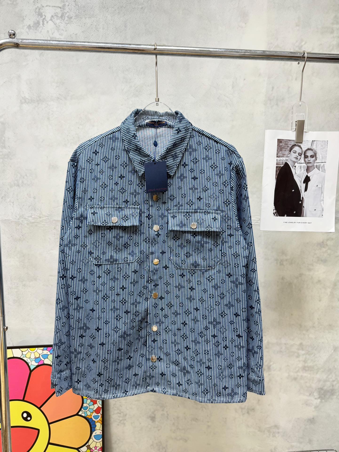 Louis Vuitton Striped Monogram Pocket Denim Jacket